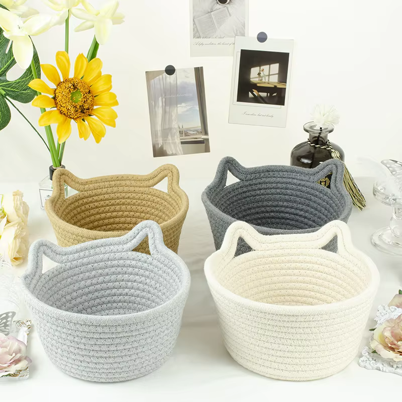 Hand-Woven Cat Ear Baskets: Are They Practical Desk Organizers?